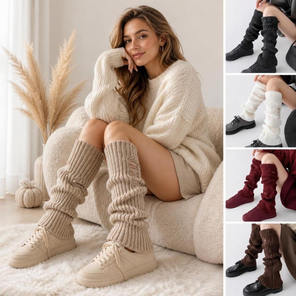 Boot Sock Slouchy - 따뜻한 니트 레그 워머, 신축성 있는