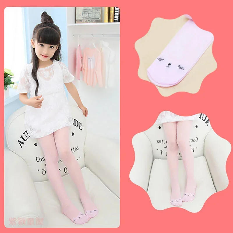 Tights Pantyhose Sheer - 달콤한 고양이 프린트 여아 팬티스타킹 얇은