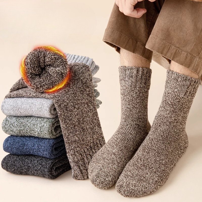 5켤레 단색 패턴 남성용/소년용/소녀용 중간 길이 면  - Thermal Sock Winter 리뷰 및 가격