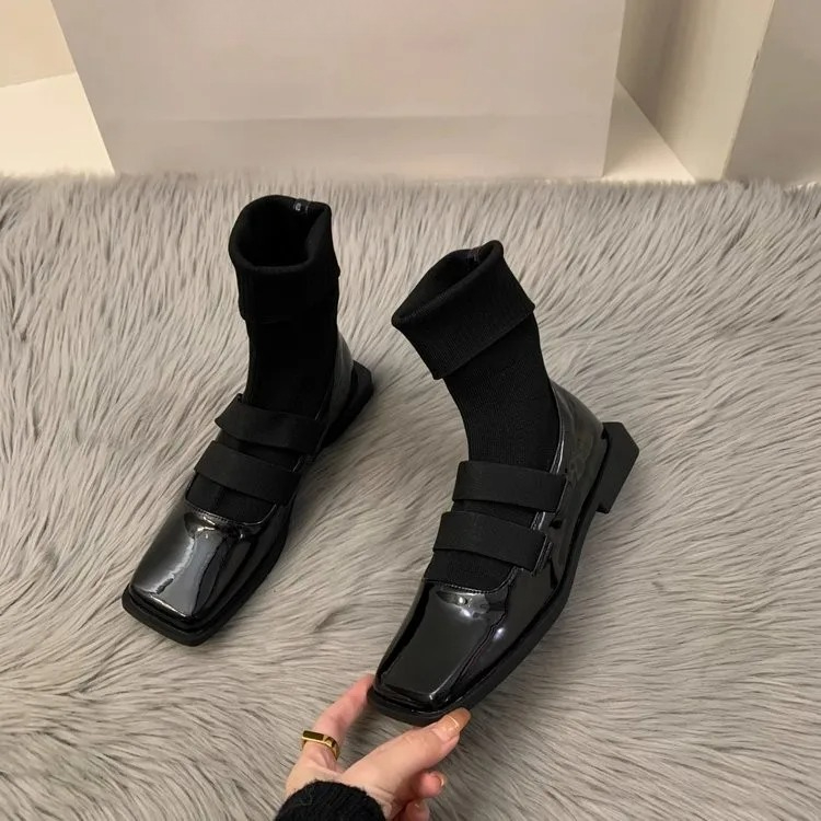 영국 스타일 스퀘어 니트 양말 부츠, 여성용 앵클 부츠 - No Show Sock Women 리뷰 및 가격