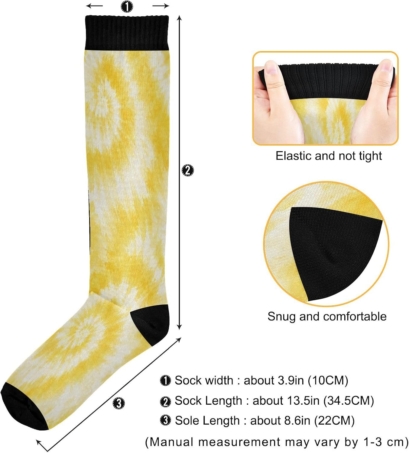 여성용 남성용 노란색 타이다이 압축 양말 20-30mm - Knee High Sock Women 리뷰 및 가격